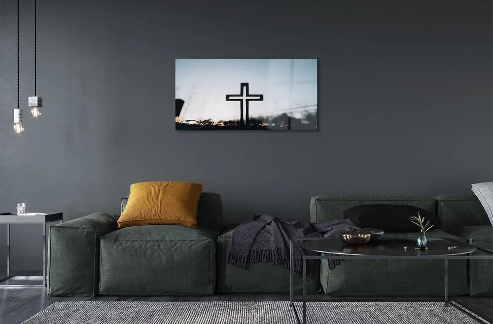 Sklenený obraz kríž 140x70 cm