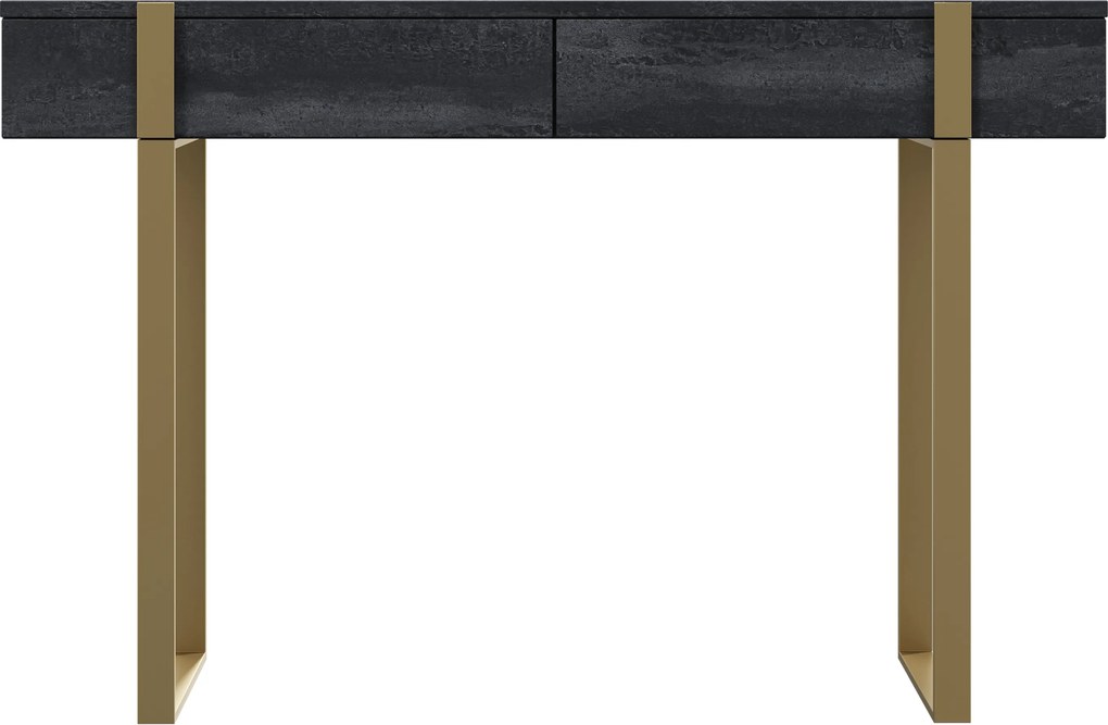 Moderná konzola / toaletka Verica s kovovými nohami 120 cm - čierny betón / zlaté nohy