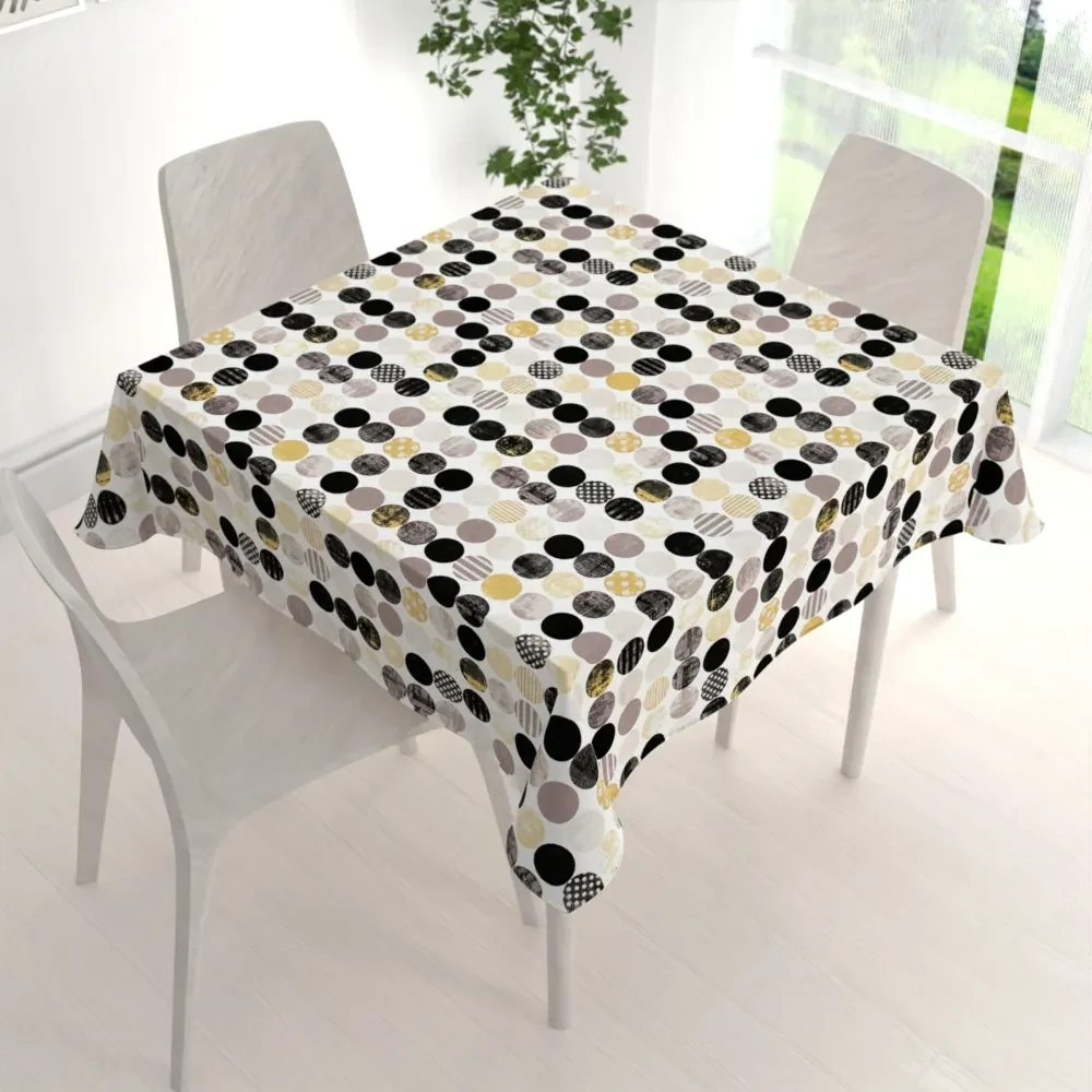 Biante Dekoračný štvorcový obrus Leona LN-058 Zlaté a čierne guličky na bielom 40x40 cm
