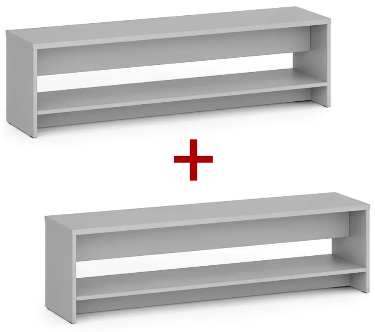 Šatníková lavica s policou na topánky 1+1 ZADARMO, zosilnená, 1500 mm, sivá