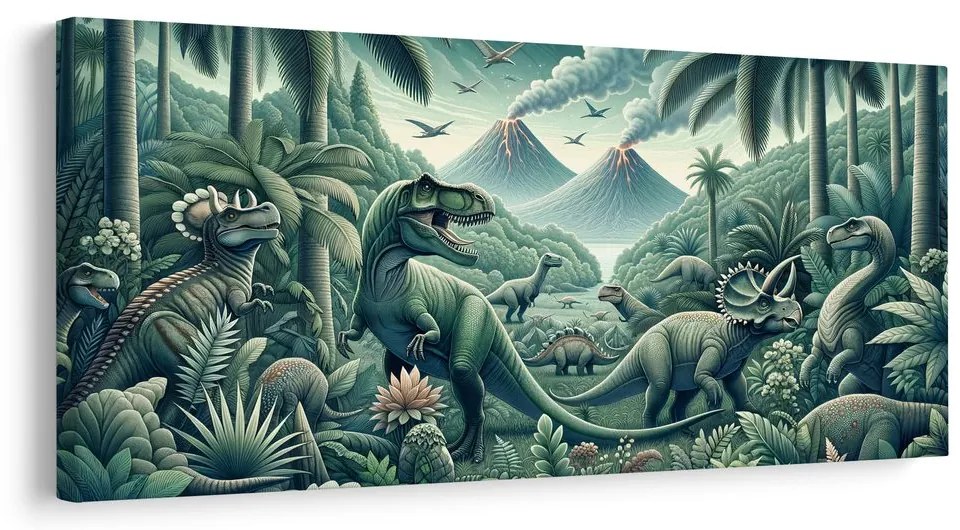 Obraz praveký svet dinosaurov v džungli
