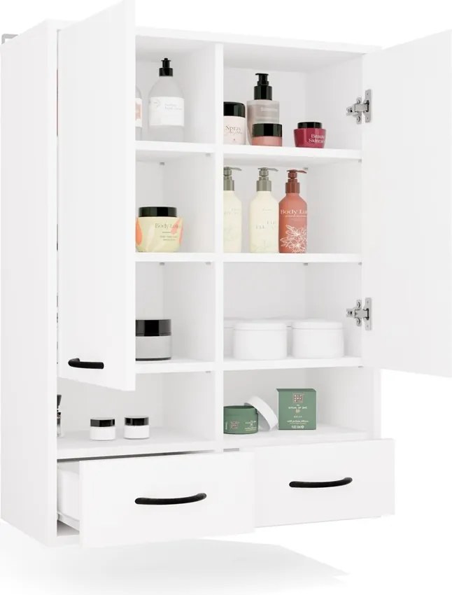 Horná závesná skrinka do kúpeľne Nina 66 cm biela