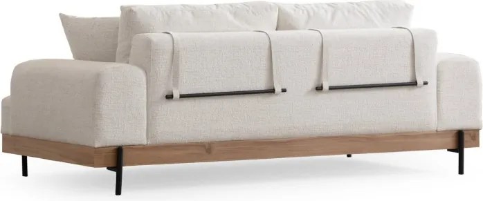 Třímístní pohovka Eti 220 cm bílá/dub přírodní