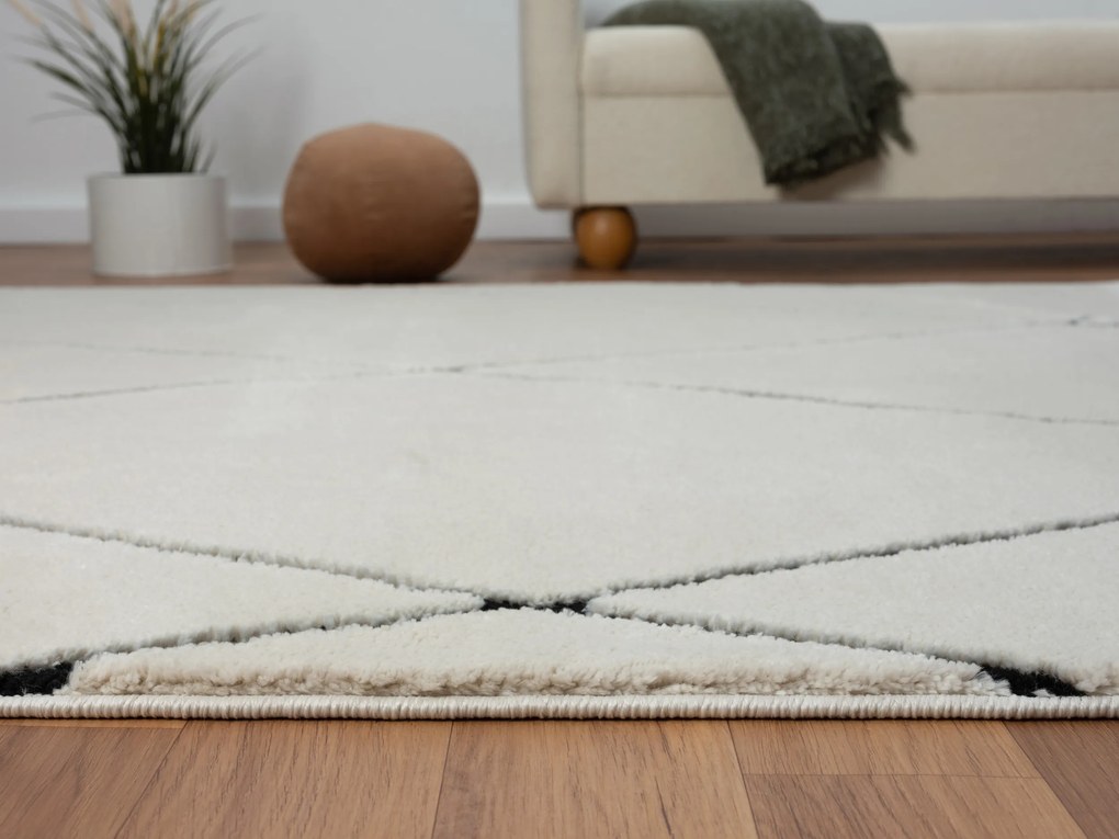 My Flair, Kusový koberec Moroccan Charm weiß, 140x200, čiernobiela, obývacia izba