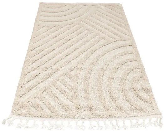 Koberec Berber 9754 so strapcami, ivory / krémový