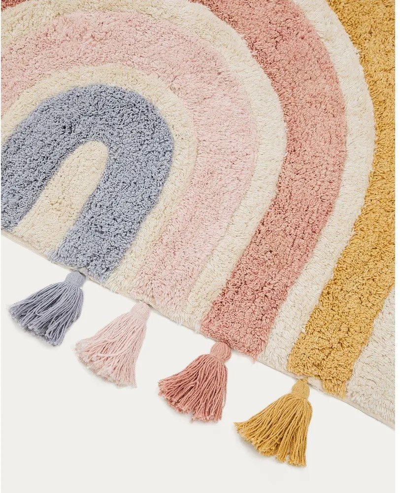 Slonovinový prateľný/ručne tkaný bavlnený detský koberec 90x150 cm Tadea – Kave Home