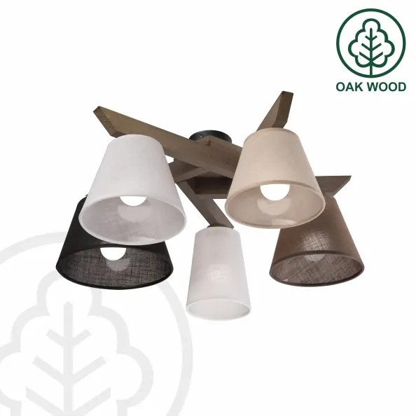 Brilagi - LED  Prisadený luster ANTHONY 5xE14/40W/230V dub orech