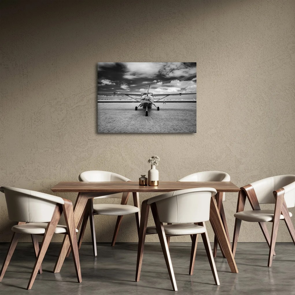 Obraz - Lietadlo čiernobiele (70x50 cm)