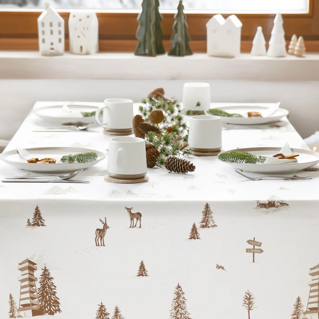 Goldea vianočný hranatý obrus z pevnej bavlny - beskydy 120 x 120 cm