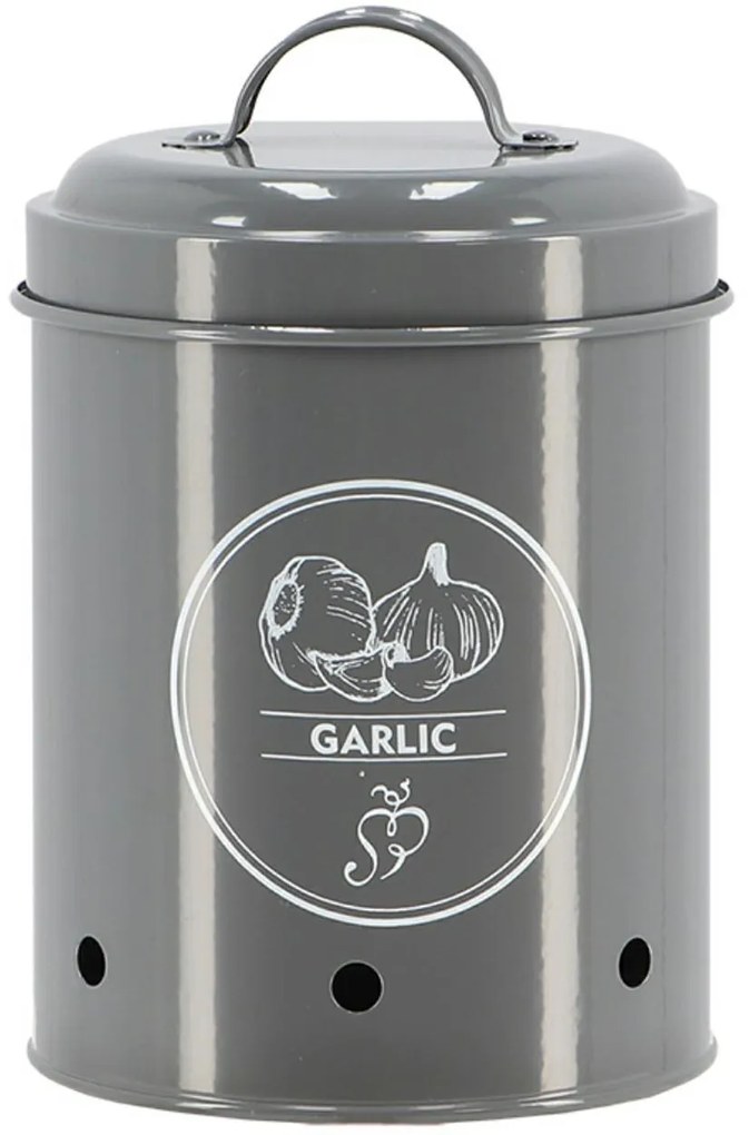Kovová nádoba na cesnak Vintage Gray, 17,5x11,5 cm