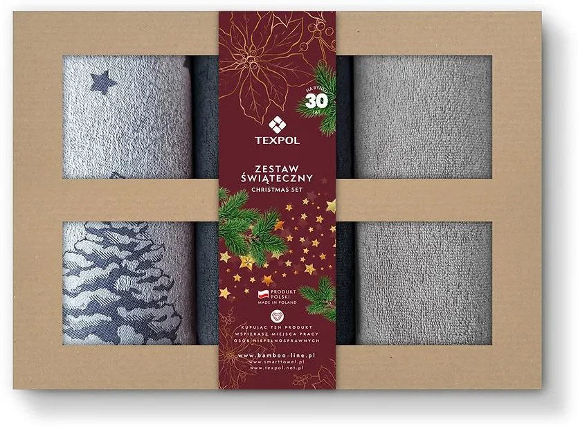 Kuchynská vianočná sada 5 šedá 3 ks