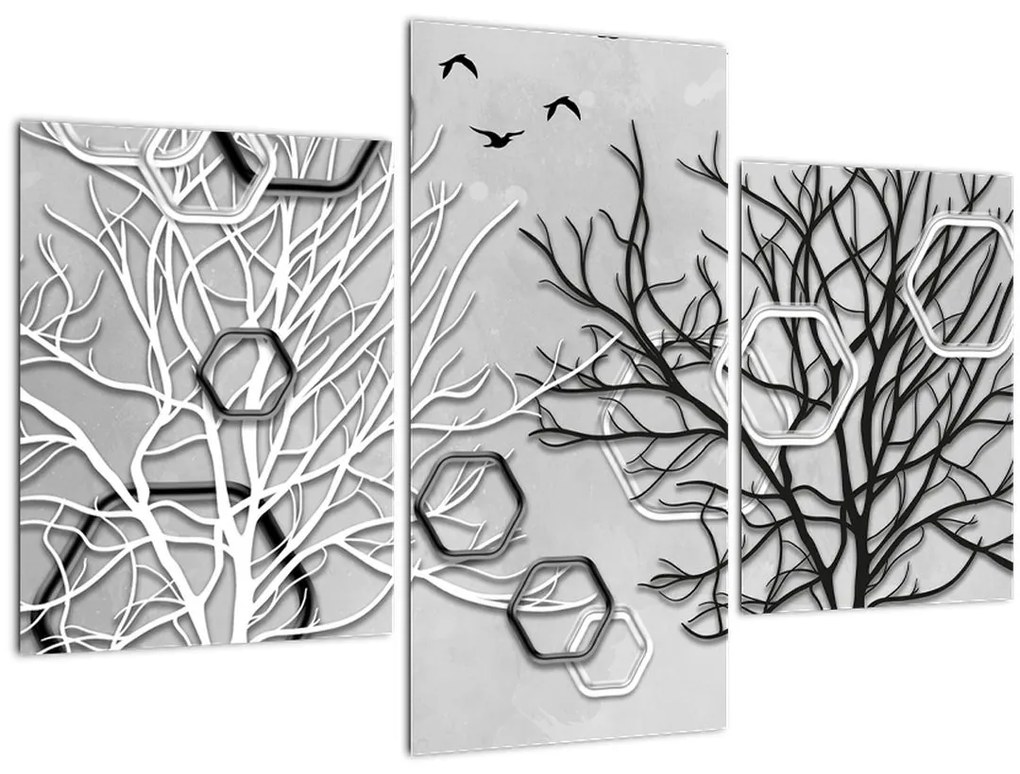 Abstraktný obraz so stromami (90x60 cm)