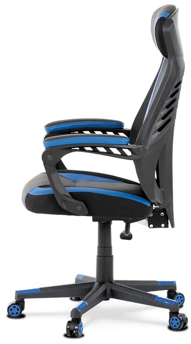 Autronic BONTEC Herné kreslo, hojdací mechanizmus, čierna ekokoža, KA-Y213 BLUE Farba: Šedá