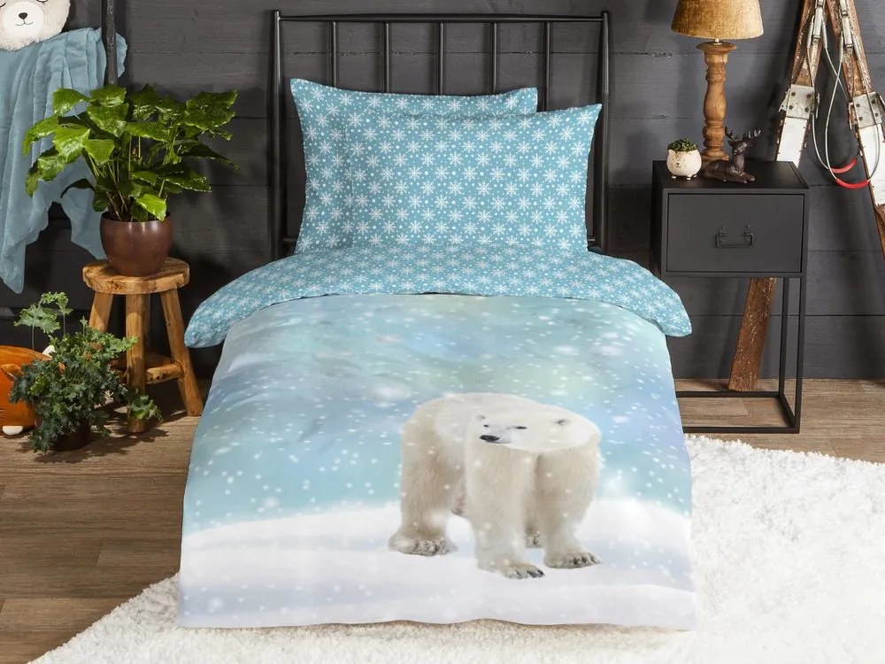 Good Morning Flanelová obliečka Good Morning 6947 Ice Bear 140x200/70x90 cm