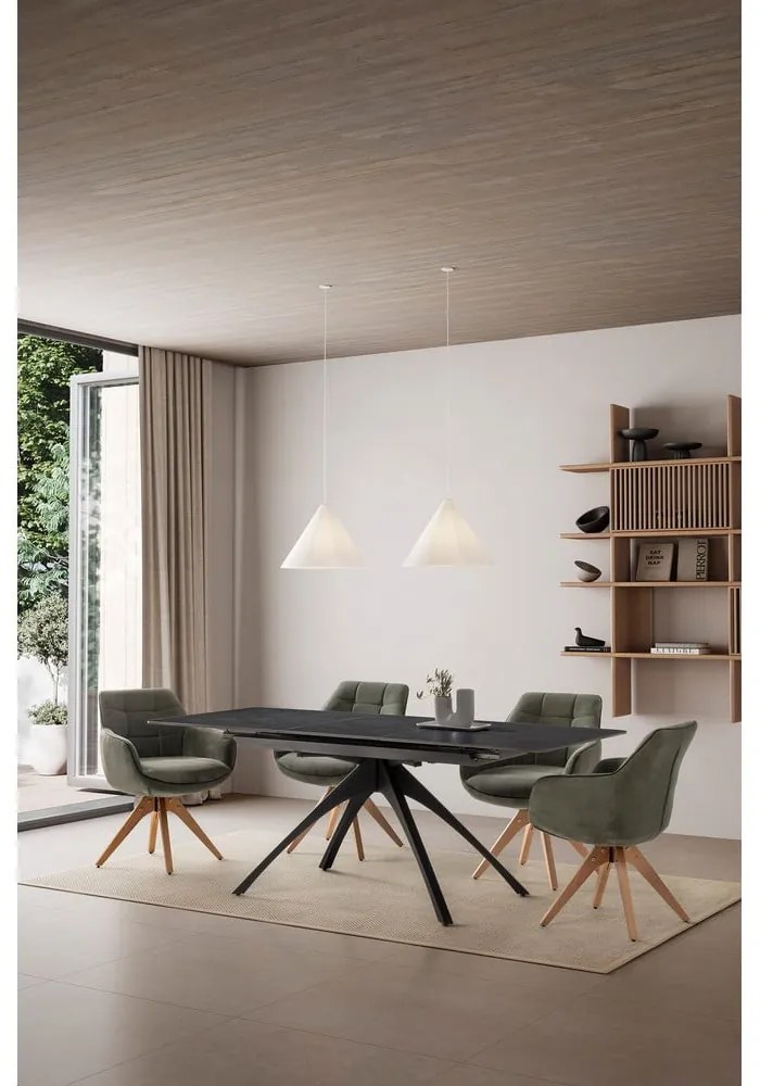 Zelené čalúnené jedálenské kreslá v súprave s podrúčkami 2 ks Donatelo – Marckeric