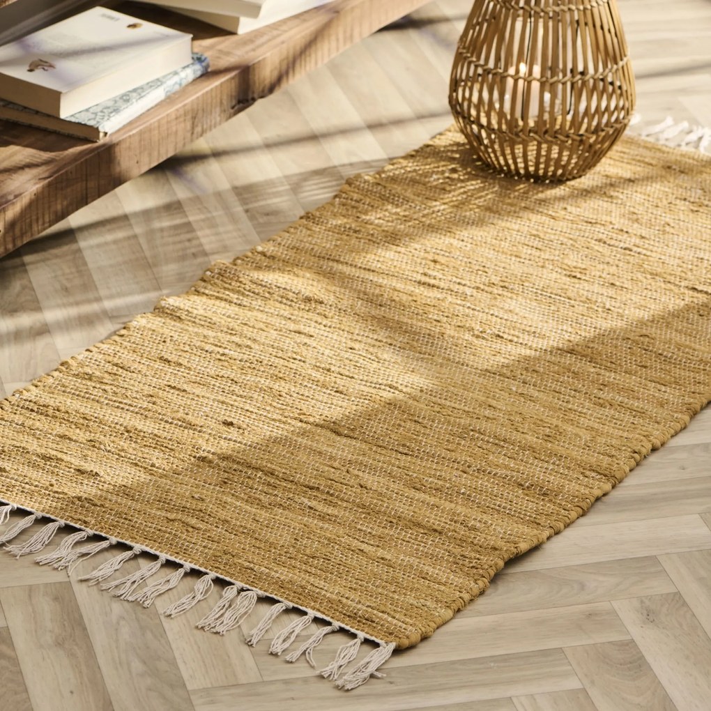 Ib Laursen Bavlnený behúň na podlahu Mustard 60 x 120 cm