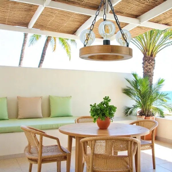 Luster na reťazi IOS 3xE27/60W/230V pr. 30 cm buk