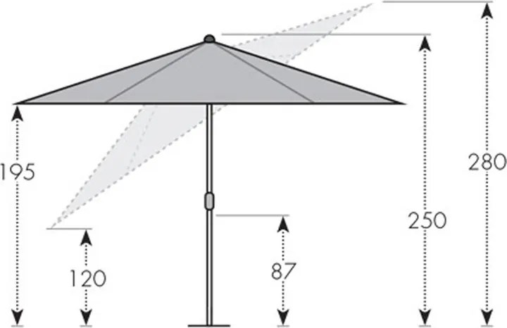 Doppler ACTIVE 3 m - naklápací slnečník s LED osvetlením - 2. akosť (S306)