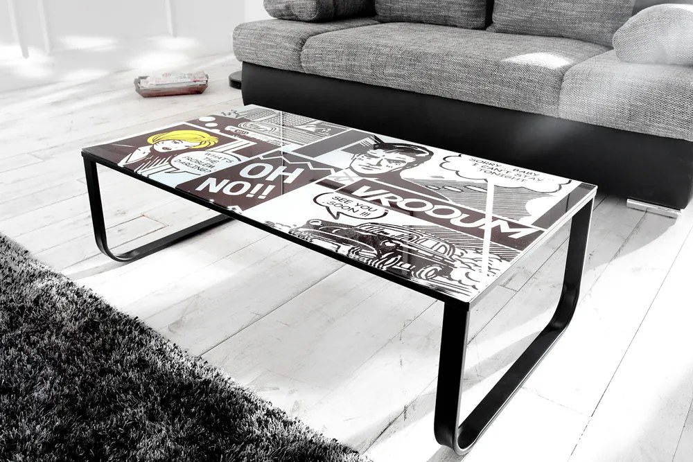 Bighome - Konferenčný stolík COMIC 105 cm - biela/čierna
