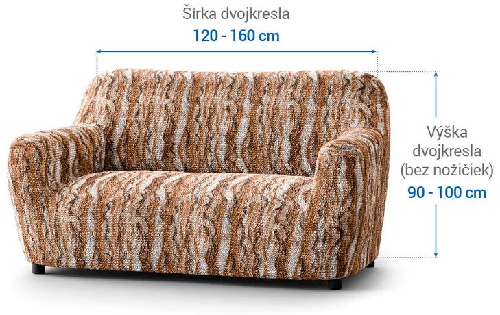 Bielastické poťahy OCEANO NOVÉ tehlové dvojkreslo (š. 120 - 160 cm)