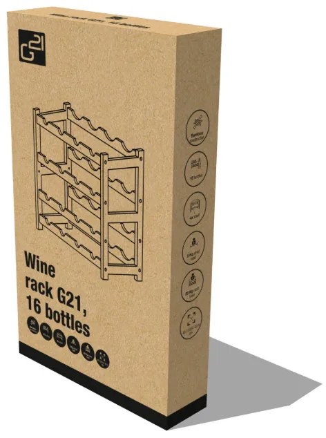 G21 Bambusový stojan na víno, 16 fliaš