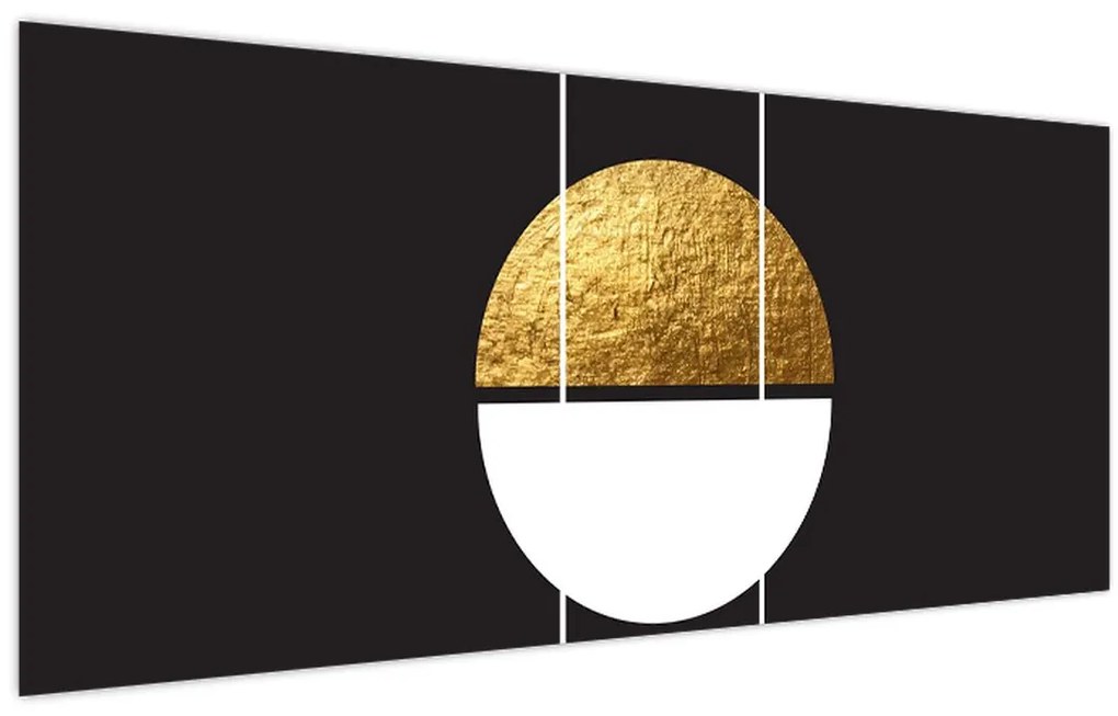 Obraz - Abstrakcia zlatá a čierna N⁰1 (120x50 cm)