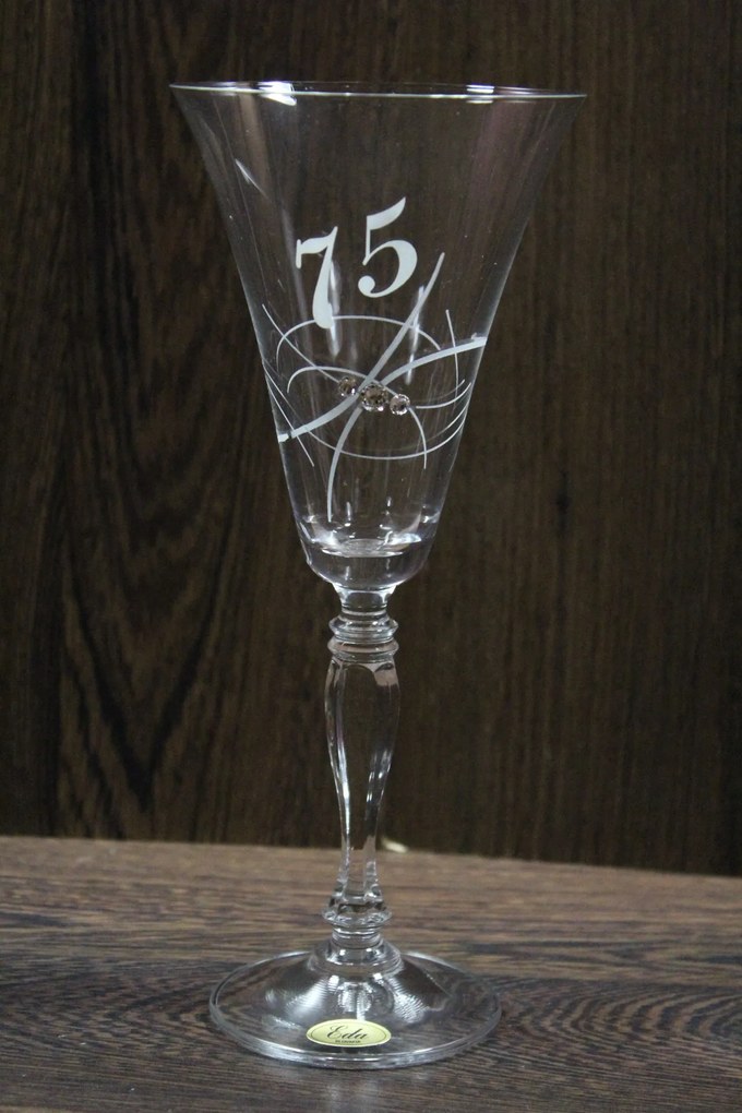 Výročný pohár na 75. narodeniny ŠAMPANSKÉ so swarovski kryštálmi 230 ml