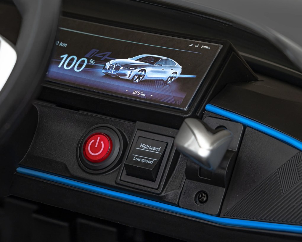 Ramiz BMW i4 batériové auto pre deti čierne + pomalý štart + EVA + ekokoža + LED audio + diaľkové ovládanie