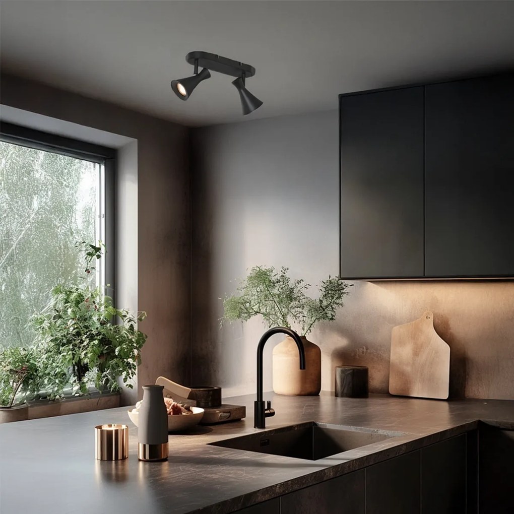 Moderné stropné bodové svietidlo čierne 2-svetelné nastaviteľné - Triangle