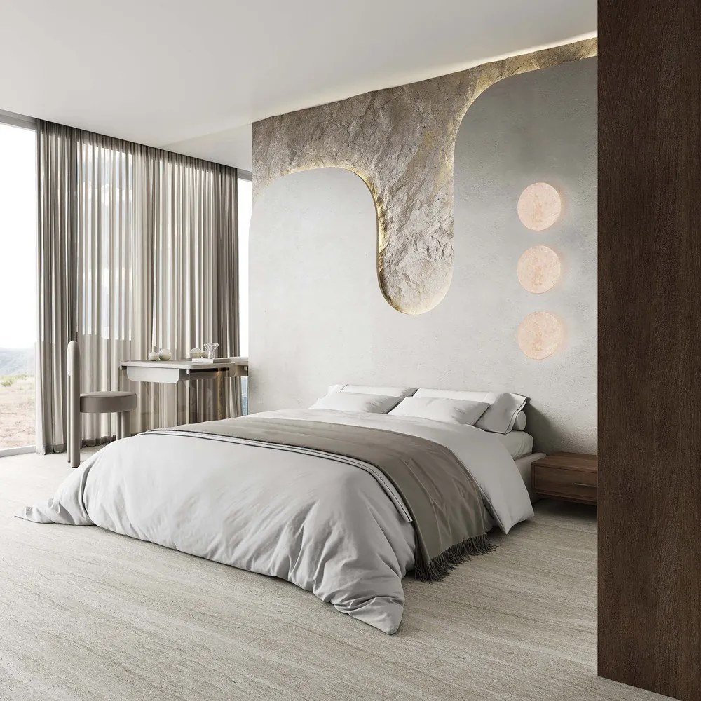 Matne biele kamenné LED nástenné svietidlo so stmievačom Bobbin – Trio Select