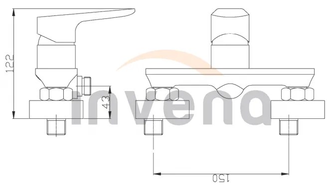 Invena Dokos, nástenná sprchová batéria, biela-chrómová, INV-BN-19-002-V
