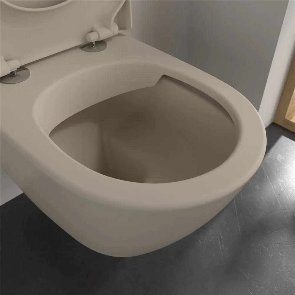 VILLEROY &amp; BOCH Subway 2.0 závesné WC s hlbokým splachovaním bez vnútorného okraja, 370 x 560 mm, Almond, s povrchom CeramicPlus, 5614R0AM