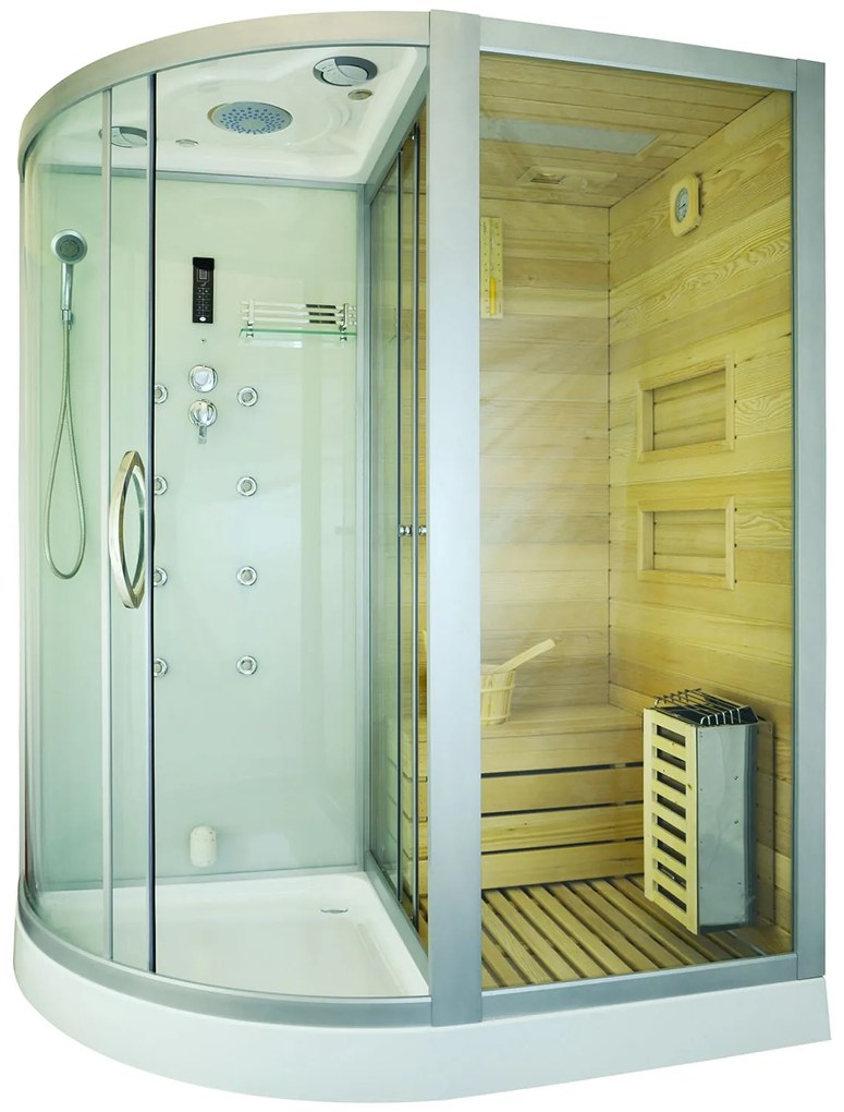 M-SPA - Sauna so suchou parou s funkciou hydromasáže BIELA ​​pravá 180 x 110 x 223 cm 6 kW