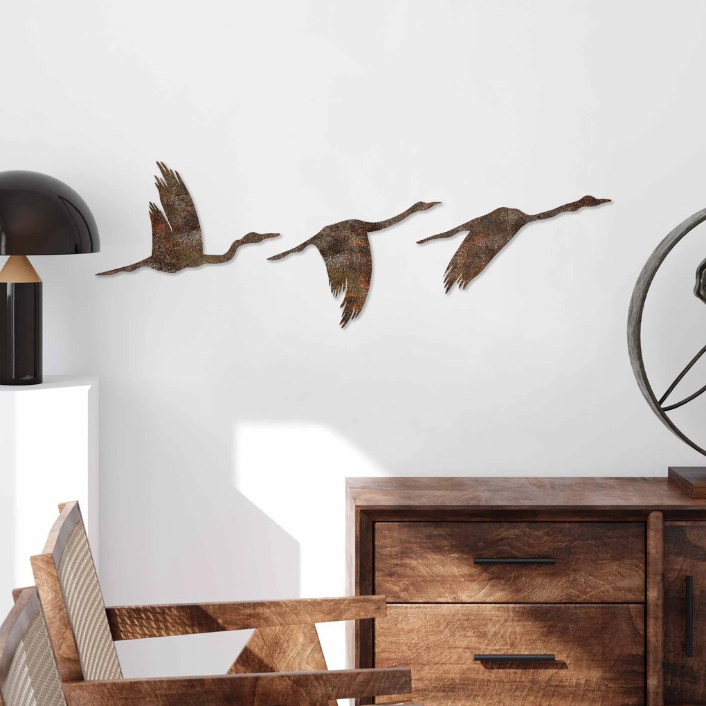 Nástěnná kovová dekorace Rusty Birds 1 vícebarevná