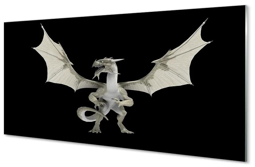 Sklenený obraz biely drak 100x50 cm