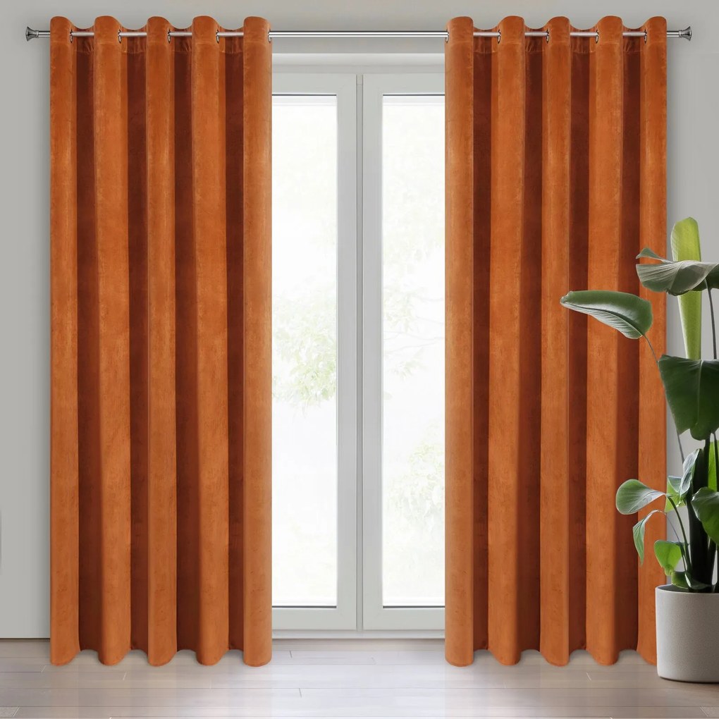 ZATEMŇOVACÍ ZÁVES NA KRÚŽKOCH VILLA 140X250 CM ORANŽOVÁ