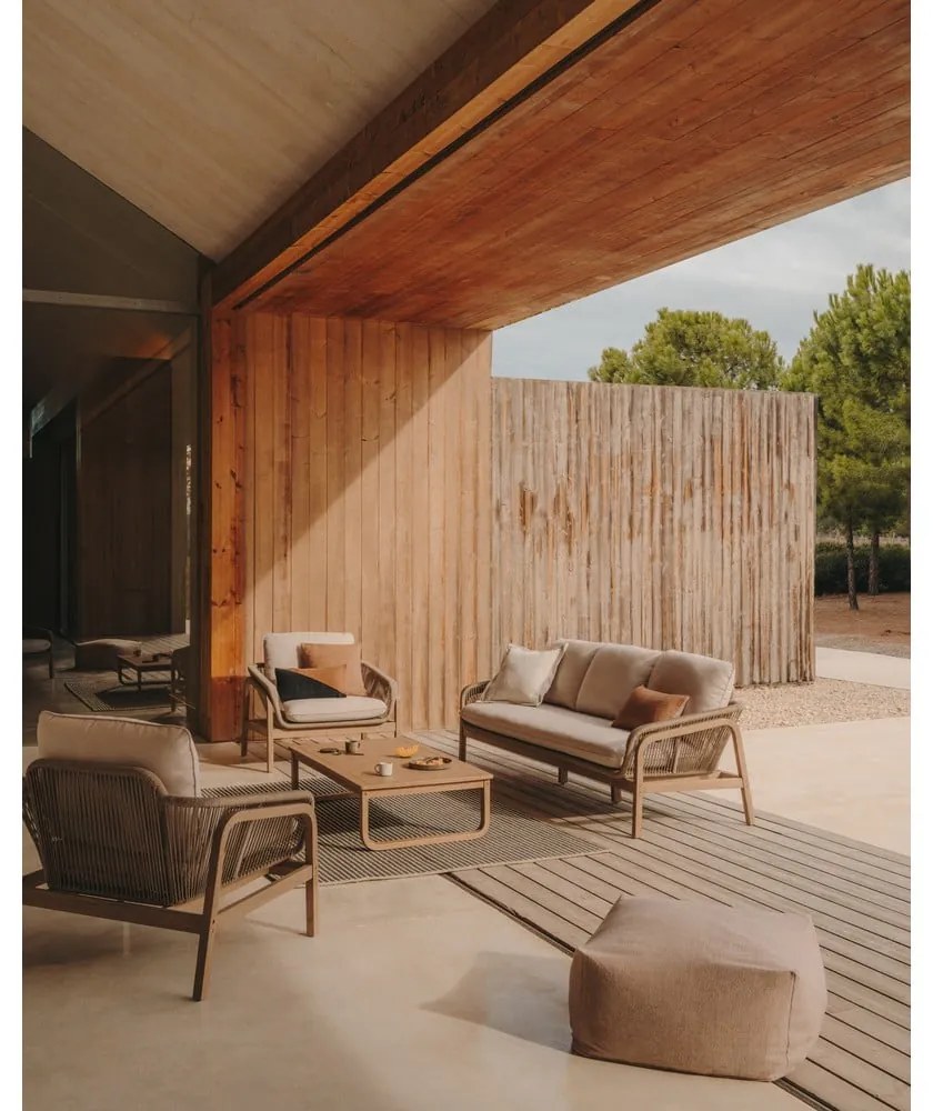 Záhradná lounge súprava z masívu akácie pre 5 v béžovo-prírodnej farbe Vellana – Kave Home