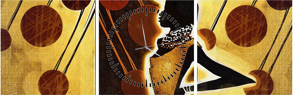 Obraz umelecké pradávnej maľby (s hodinami) (90x30 cm)