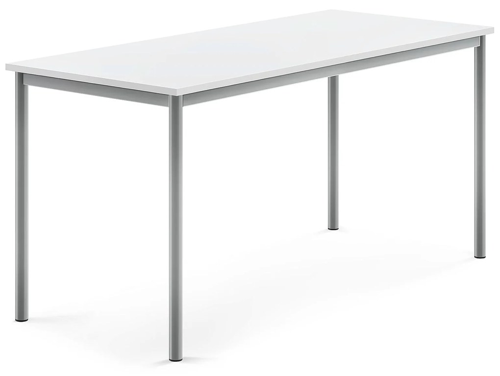 Stôl SONITUS, 1600x700x760 mm, HPL - biela, strieborná