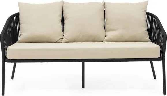 Záhradný nábytok na terasu – pohovka, kreslá a stolík Springos GF0116 čierno-béžová súprava