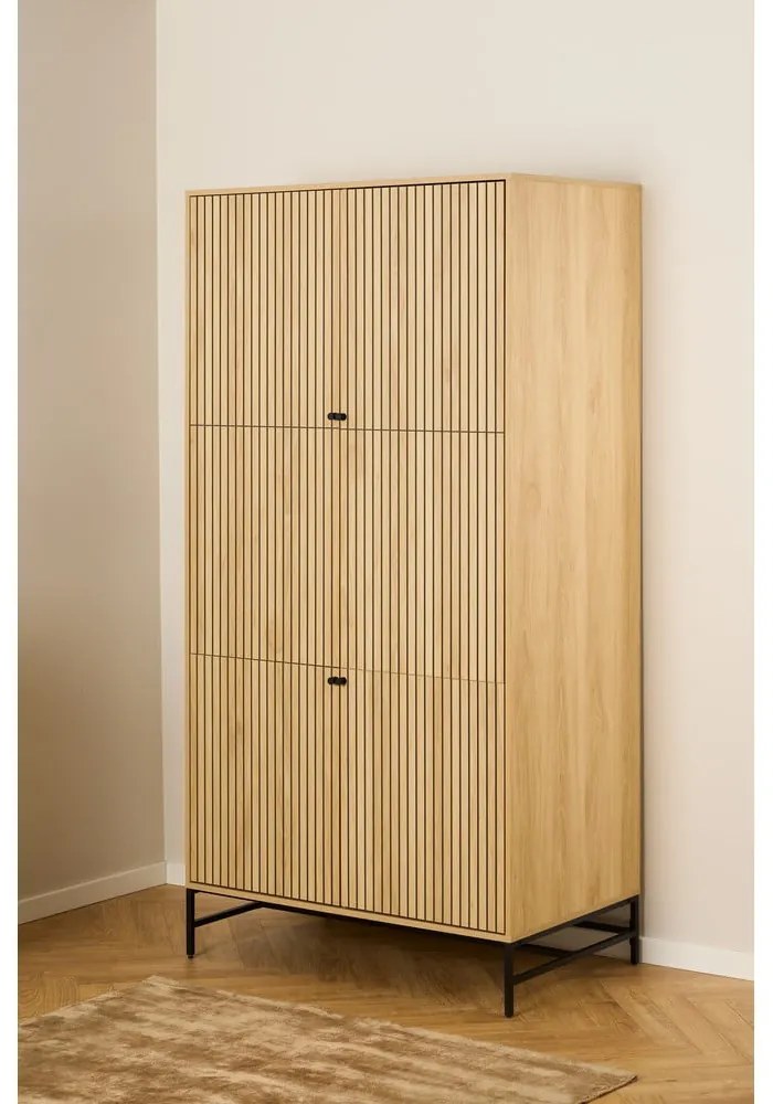 Šatníková skriňa v dekore duba v prírodnej farbe 99x200x60 cm Albany – Actona