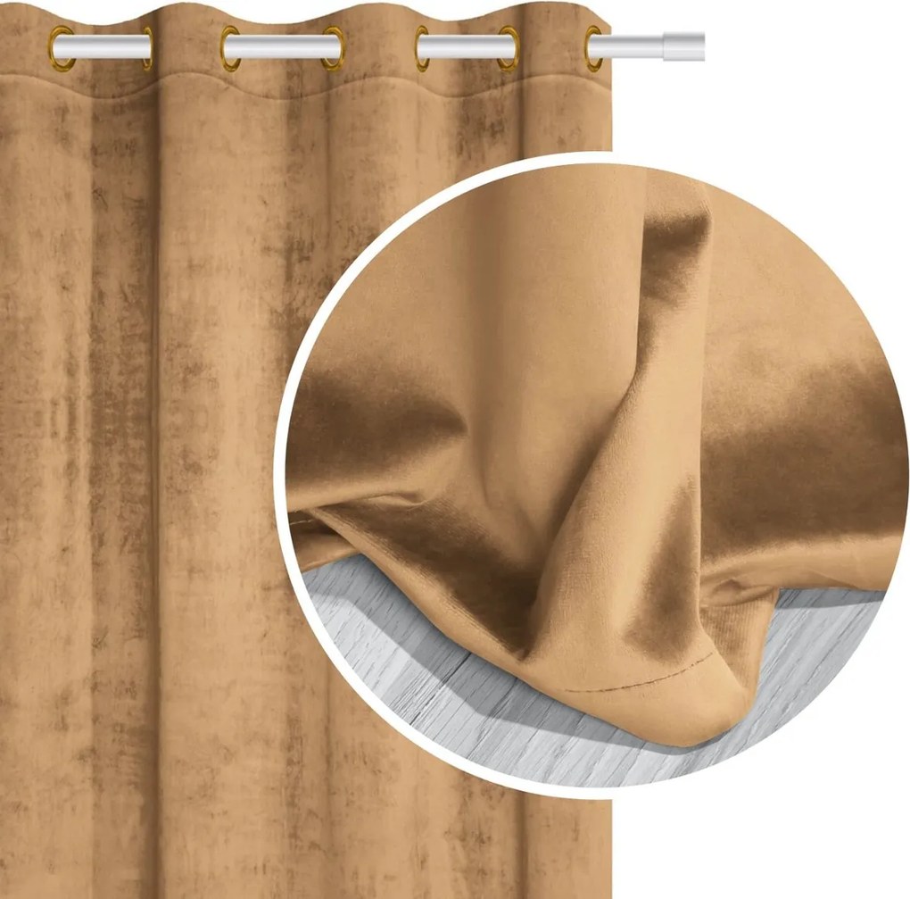 Velúrový záves SOFT VELVET horčicový 140x250 cm