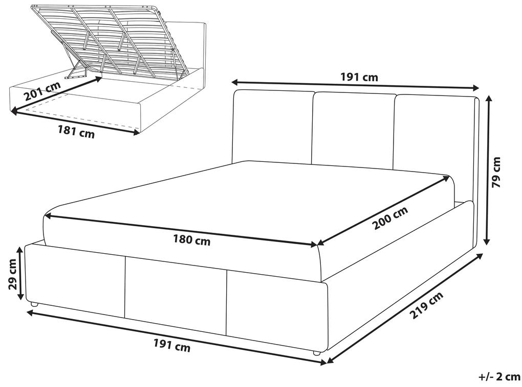 Zamatová posteľ s úložným priestorom 180 x 200 cm svetlosivá BOUSSE Beliani