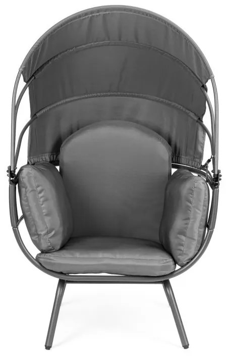 ZÁHRADNÉ KRESLO SO SKLADACOU STRIEŠKOU BAZIL ŠEDÉ
