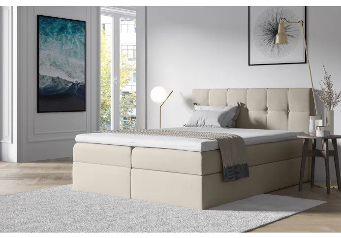 Štýlová manželská posteľ s úložným priestorom Recivio smotanová 180 x 200