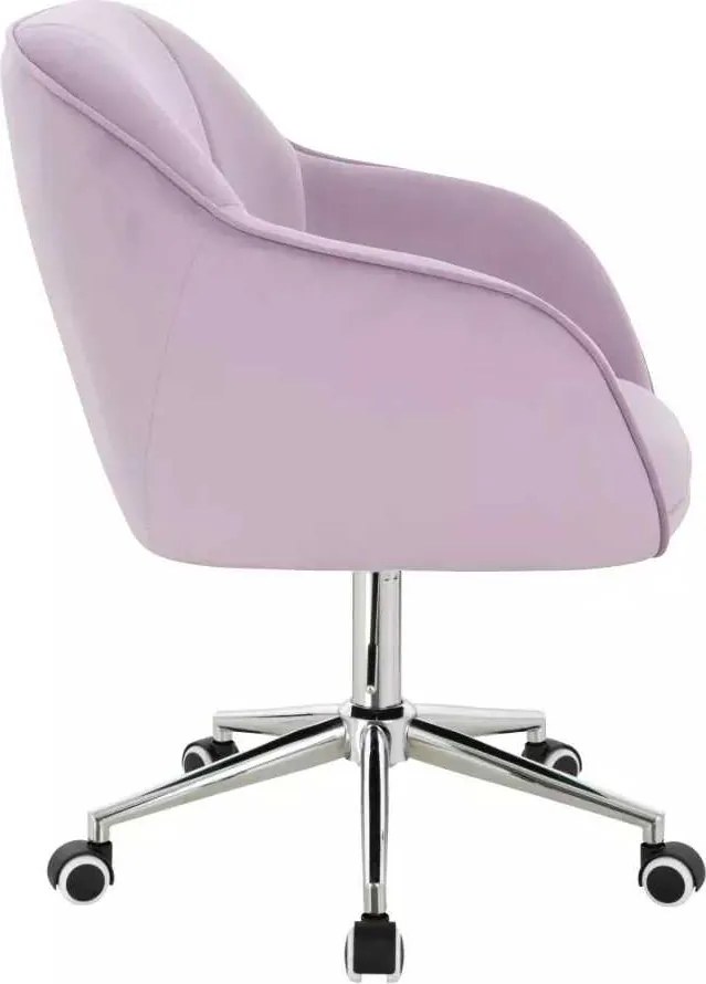 LuxuryForm DESIGN Stolička AVOLA VELUR na striebornej podstave s kolieskami - levanduľa