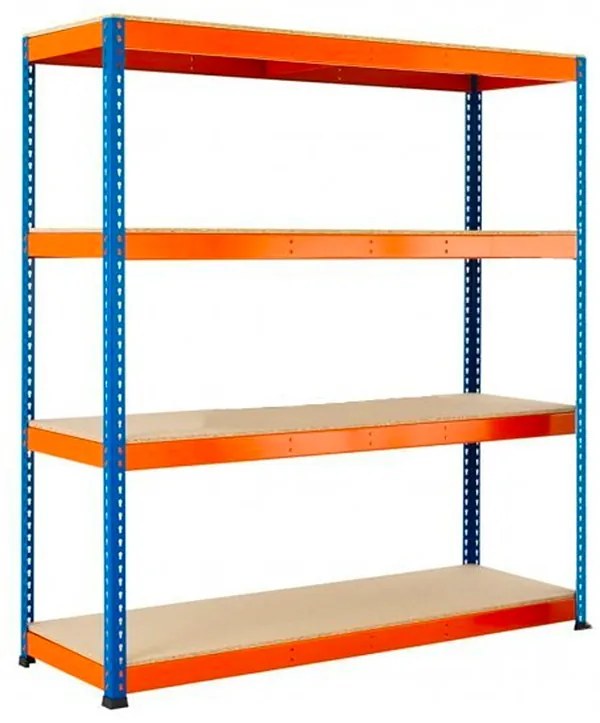 Fistar !!! Akčný balíček : 20x Regál 1680x1600x600 mm PROFESIONÁLNY lakovaný 4-policový, nosnosť 1600kg - MODRO-ORANŽOVÝ