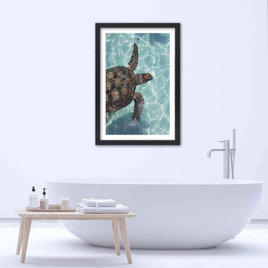 Gario Plagát Morská korytnačka v mori Farba rámu: Bez rámu, Rozmery: 30 x 45 cm