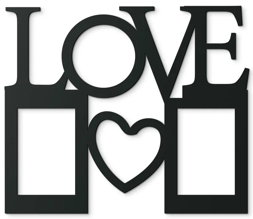 drevko Drevený fotorámik Love so srdiečkom Farba dekorácie: Čierna