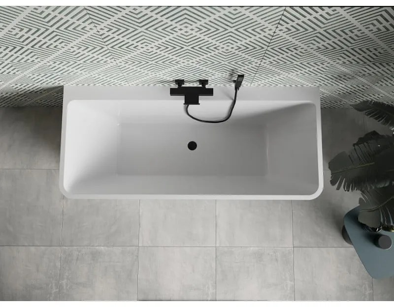 Mexen Volta, voľne stojaca nástenna vaňa 150 x 75 cm, biela, čierny matný prepad, 51131507500-70